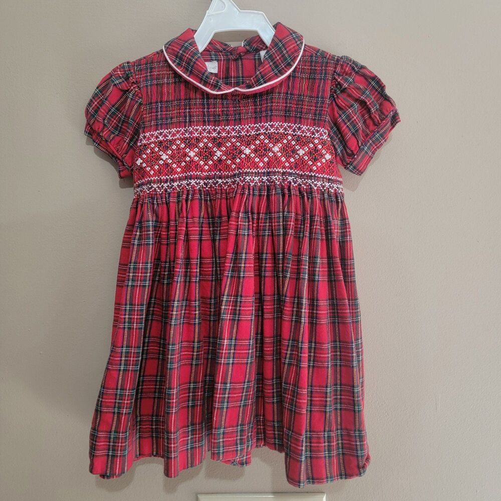 Carriage Boutique Red Christmas Vintage Plaid Dress Size 24M